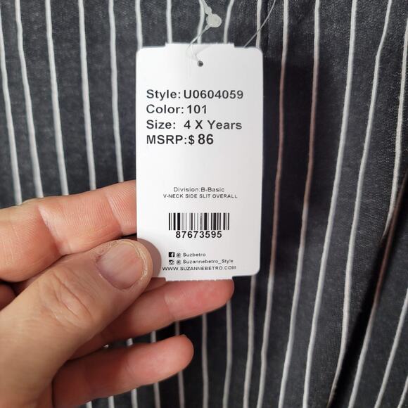 Simple Suzanne Betro Sleeveless V-Neck Jumpsuit Striped Black/White Size 4X - Picture 3 of 6